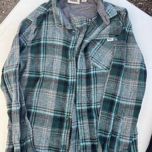 Vans Teal and Gray Plaid Shirt